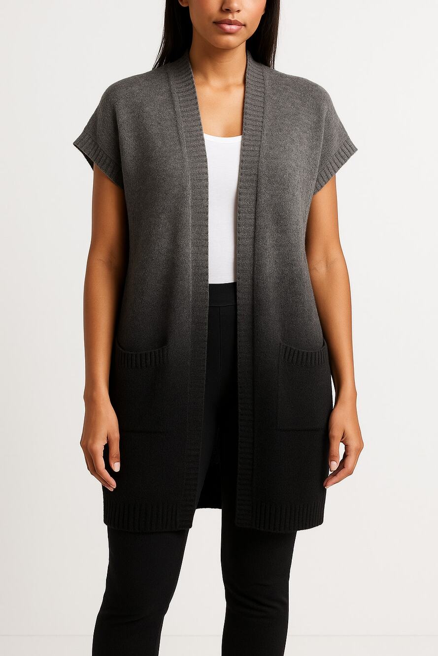 Vince Ombre Alpaca Wool Cashmere Short Sleeve Long Cardigan Sweater Medium